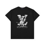 Louis Vuitton Classic Alphabet Digital Direct Spray Round Neck Short Sleeve T-shirt