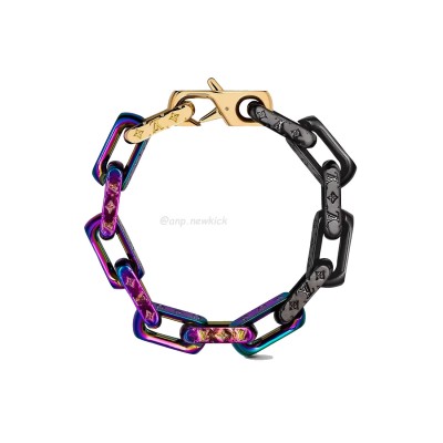 Louis Vuitton Chain Bracelet Engraved Monogram Colors Black Gold Multicolor M68242