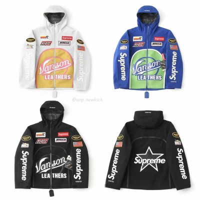 Supreme Vanson Leathers GORE-TEX Shell Jacket Black Blue White FW25