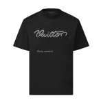 LOUIS VUITTON Decorative Logo Short Sleeve T-shirt Black 1AJCFI