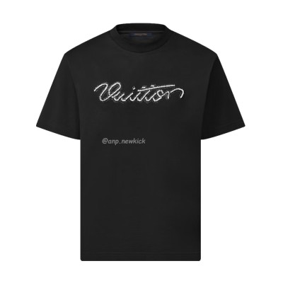 LOUIS VUITTON Decorative Logo Short Sleeve T-shirt Black 1AJCFI
