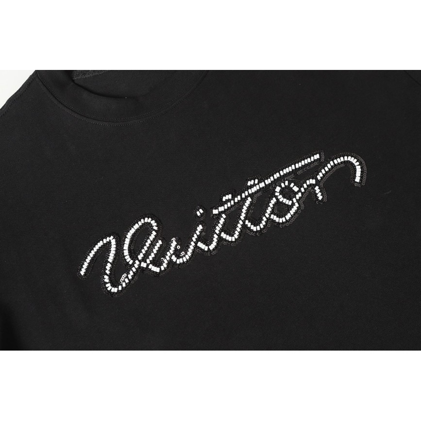 LOUIS VUITTON Decorative Logo Short Sleeve T-shirt Black 1AJCFI