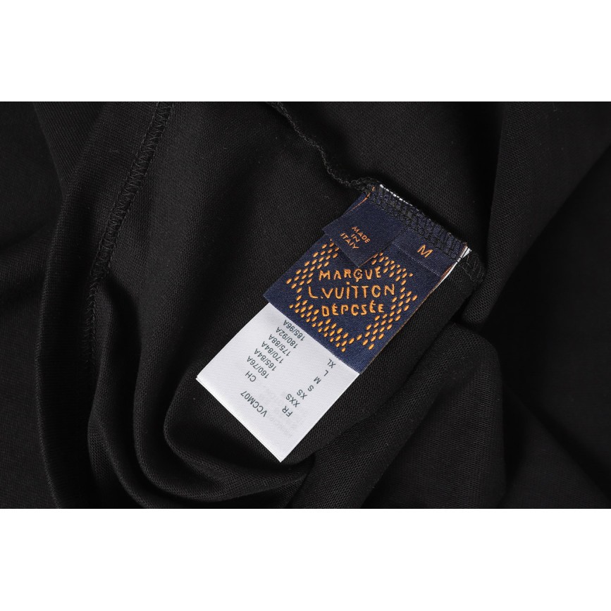 LOUIS VUITTON Decorative Logo Short Sleeve T-shirt Black 1AJCFI