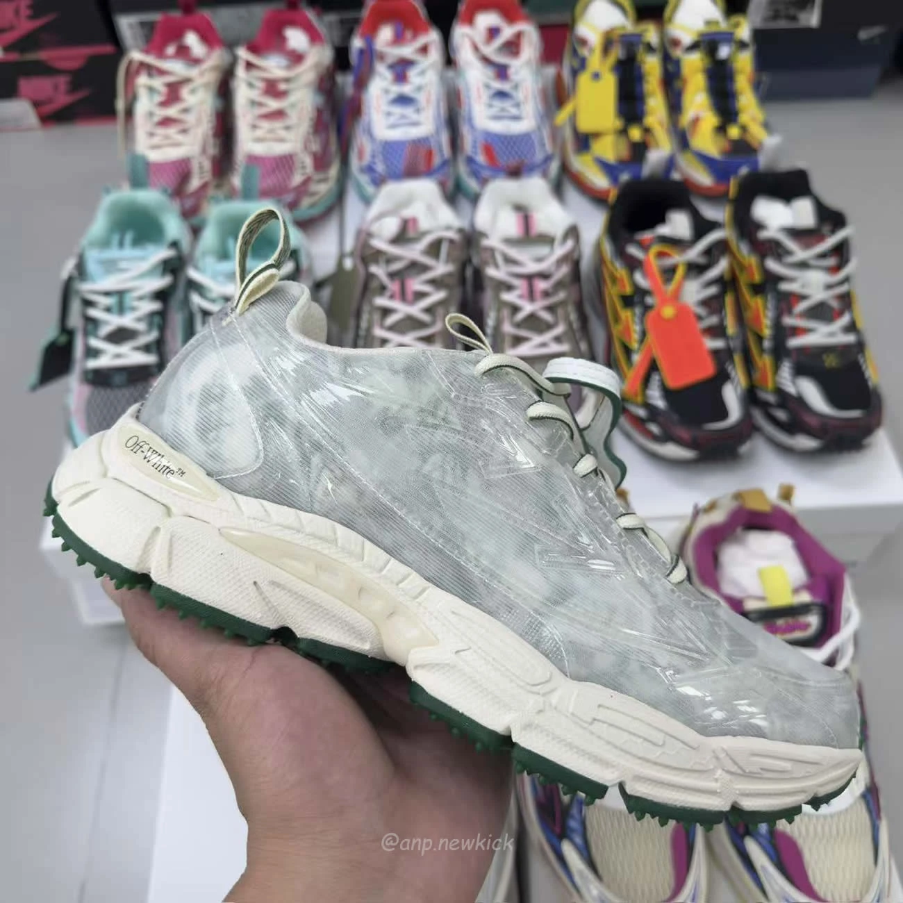 Off-White Be Right Back fishnet sneakers