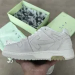 OFF-WHITE Out Of Office OOO Low Tops Vintage Suede Destressed White OMIA189F22LEA0120101