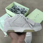 OFF-WHITE Out Of Office OOO Low Tops Vintage Suede Destressed White OMIA189F22LEA0120101