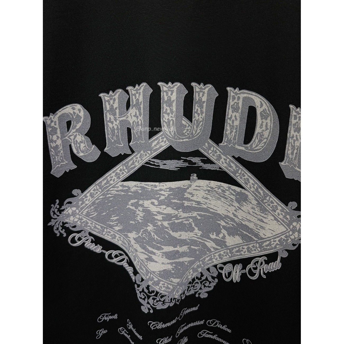 RHUDE Dakar Convoy logo-print Black T-shirt