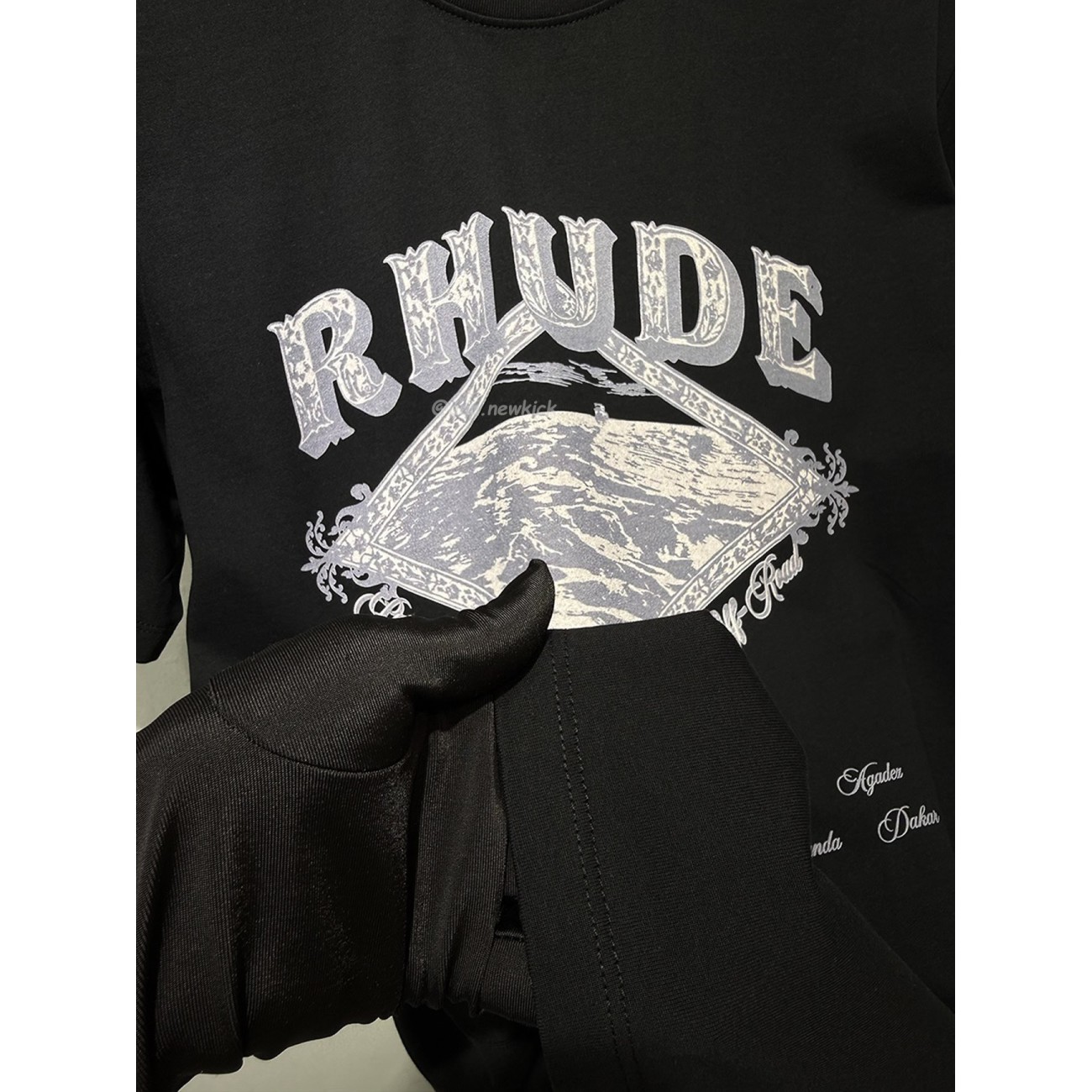 RHUDE Dakar Convoy logo-print Black T-shirt