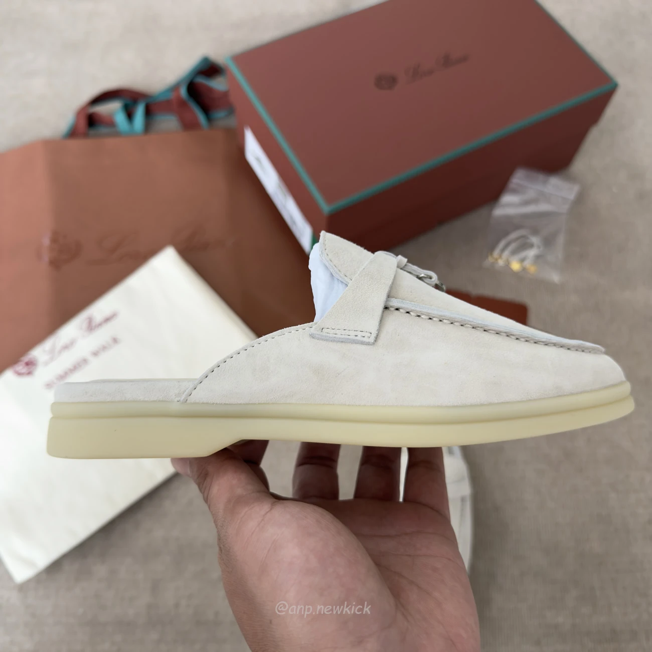 Loro Piana Slip-On Almond Toe White