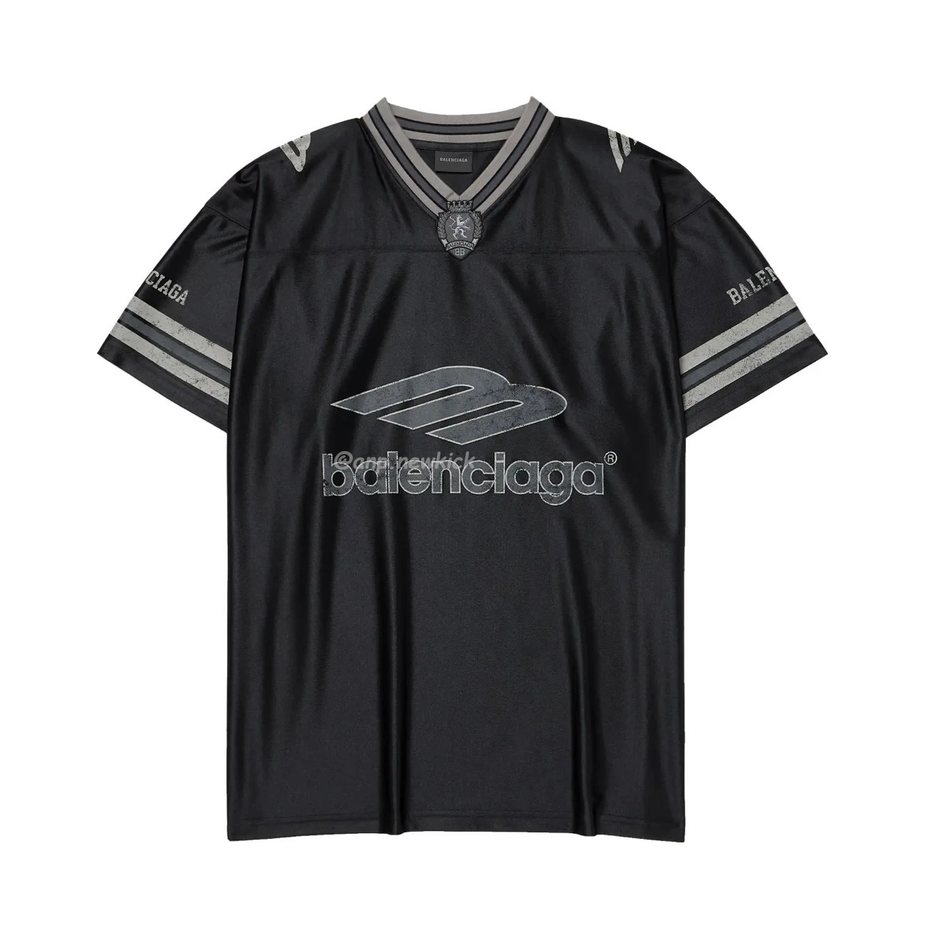 Balenciaga Logo V-neck T-shirt Grey Black Blue
