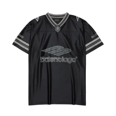 Balenciaga Logo V-neck T-shirt Grey Black Blue