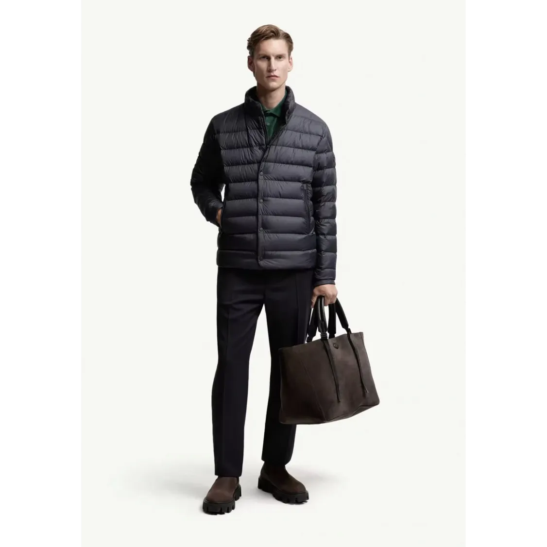 Moncler Lyco Short Logo Quilted Down Jacket - Navy