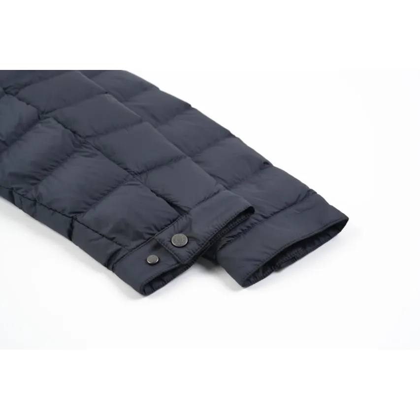 Moncler Lyco Short Logo Quilted Down Jacket - Navy