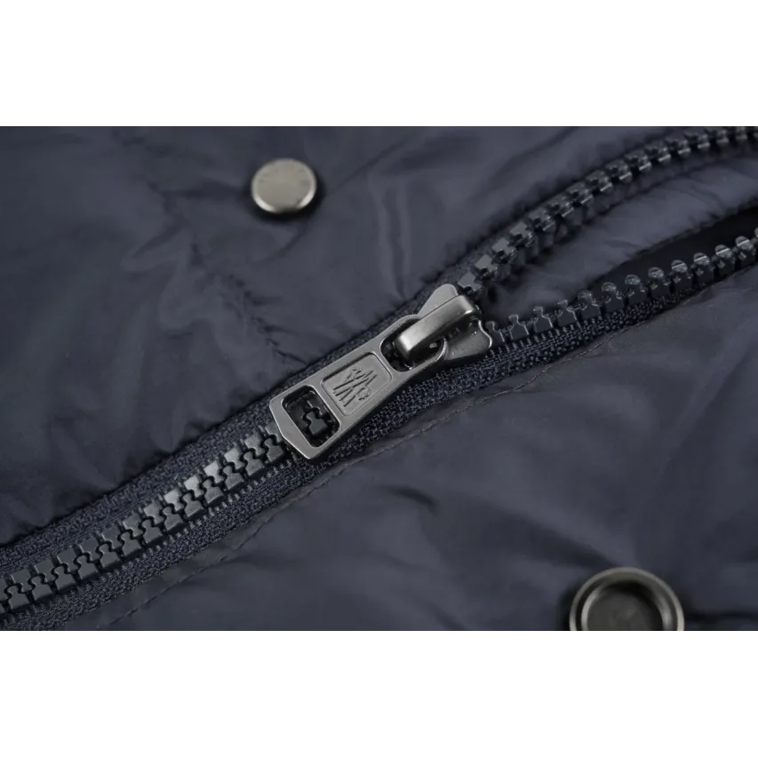 Moncler Lyco Short Logo Quilted Down Jacket - Navy