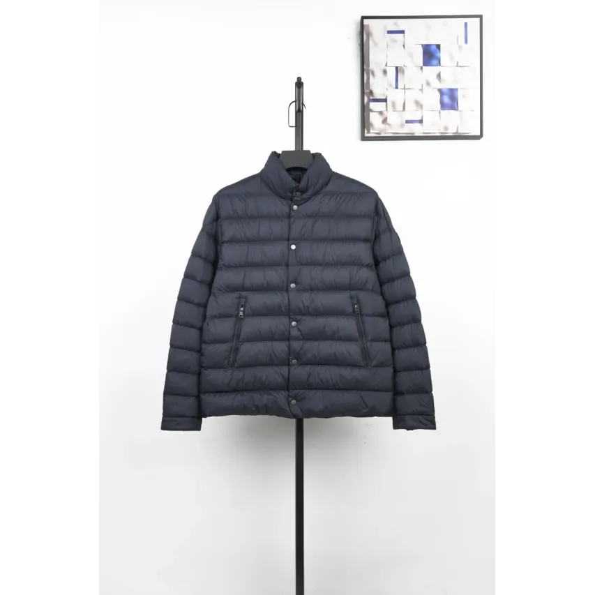 Moncler Lyco Short Logo Quilted Down Jacket - Navy