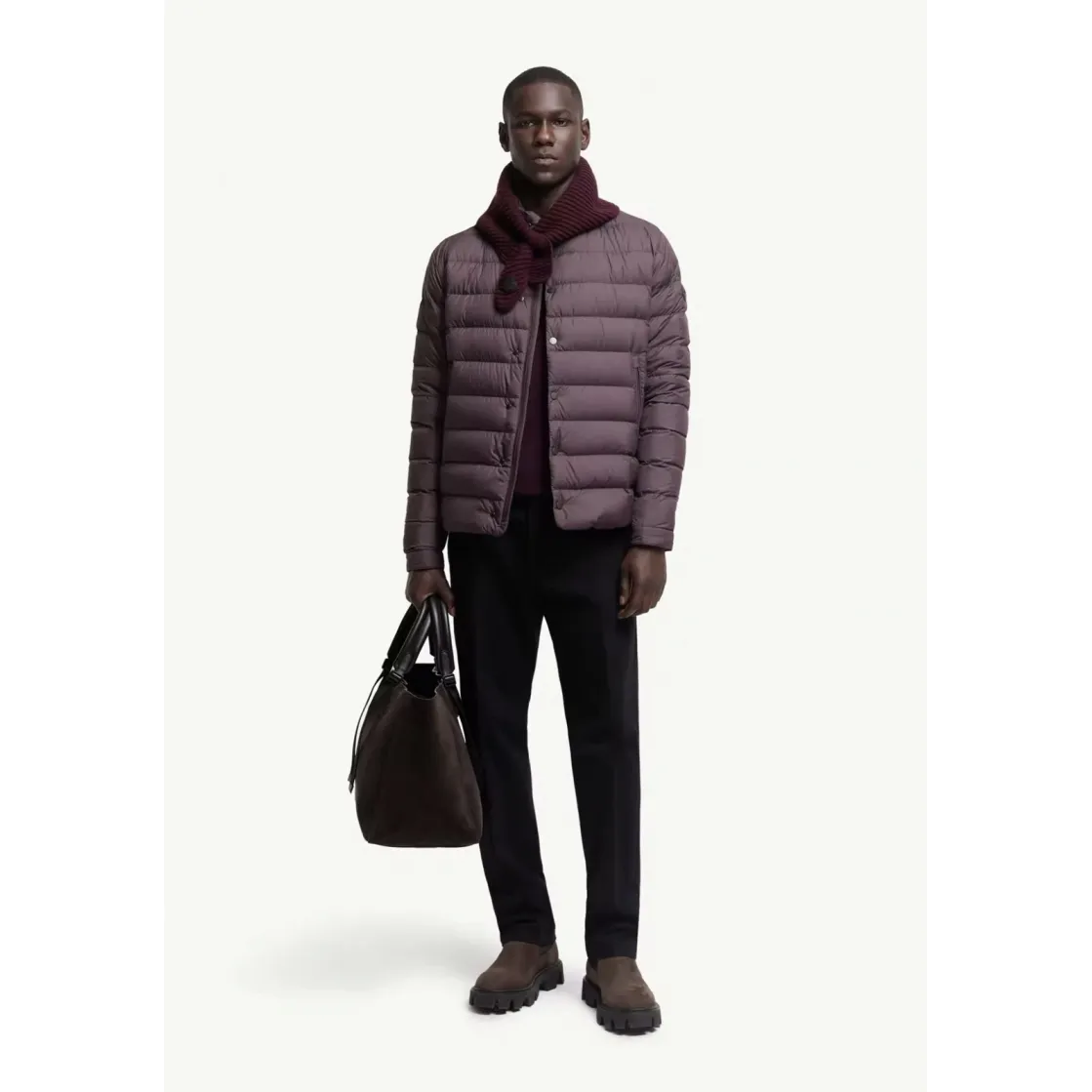 Moncler Lyco Short Logo Quilted Down Jacket - Burgundy