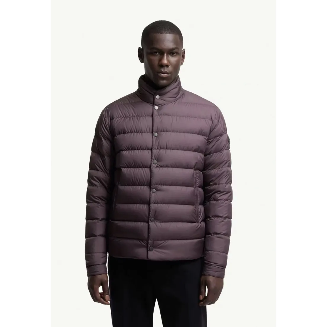 Moncler Lyco Short Logo Quilted Down Jacket - Burgundy