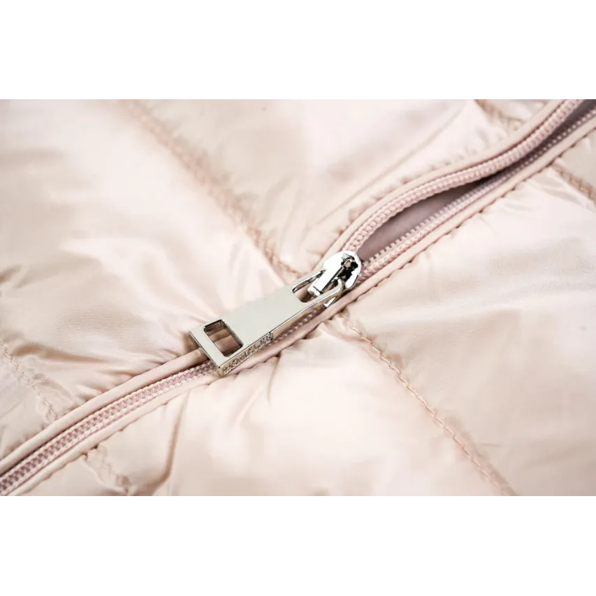 Moncler Lans SS26 Women's Stand-Collar Short Quilted Down Jacket - Pink