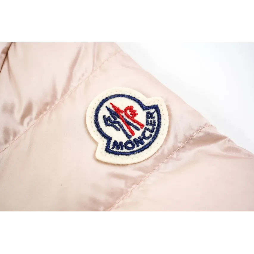 Moncler Lans SS26 Women's Stand-Collar Short Quilted Down Jacket - Pink