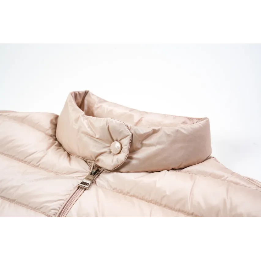 Moncler Lans SS26 Women's Stand-Collar Short Quilted Down Jacket - Pink