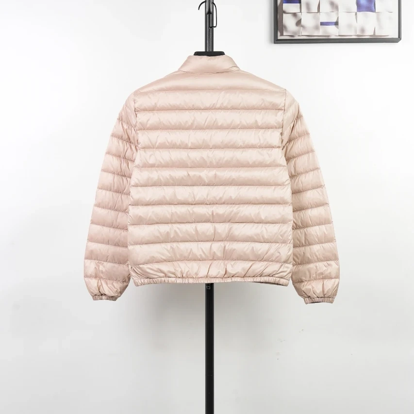 Moncler Lans SS26 Women's Stand-Collar Short Quilted Down Jacket - Pink