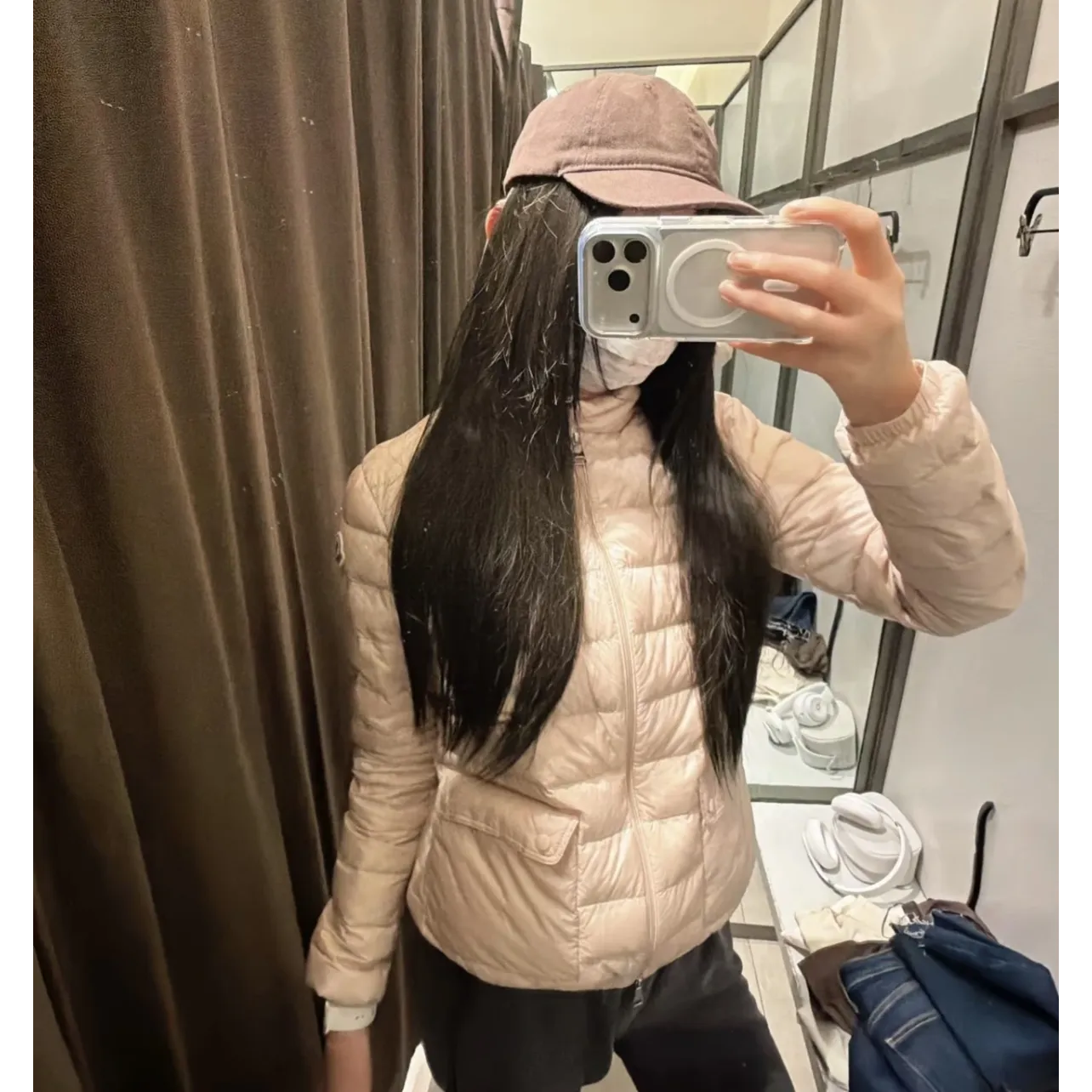 Moncler Lans SS26 Women's Stand-Collar Short Quilted Down Jacket - Pink