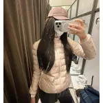 Moncler Lans SS26 Women's Stand-Collar Short Quilted Down Jacket - Pink
