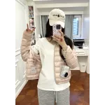 Moncler Lans SS26 Women's Stand-Collar Short Quilted Down Jacket - Pink