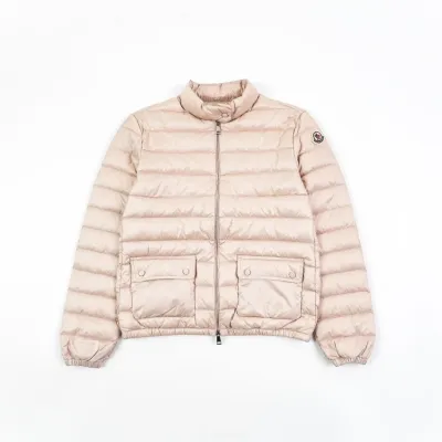 Moncler Lans SS26 Women's Stand-Collar Short Quilted Down Jacket - Pink