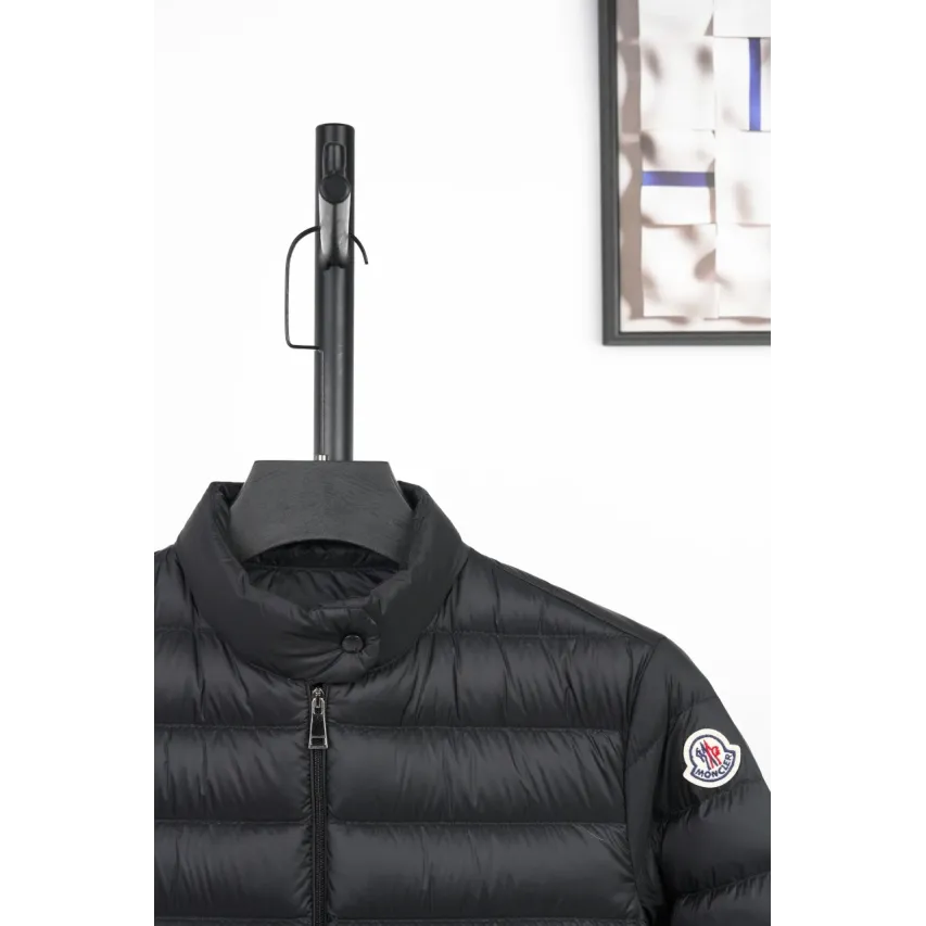 Moncler Lans SS26 Women's Stand-Collar Short Quilted Down Jacket - Black