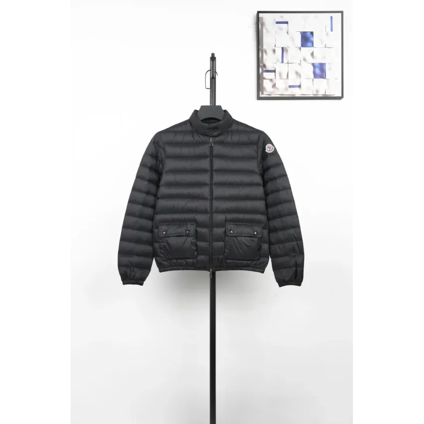 Moncler Lans SS26 Women's Stand-Collar Short Quilted Down Jacket - Black