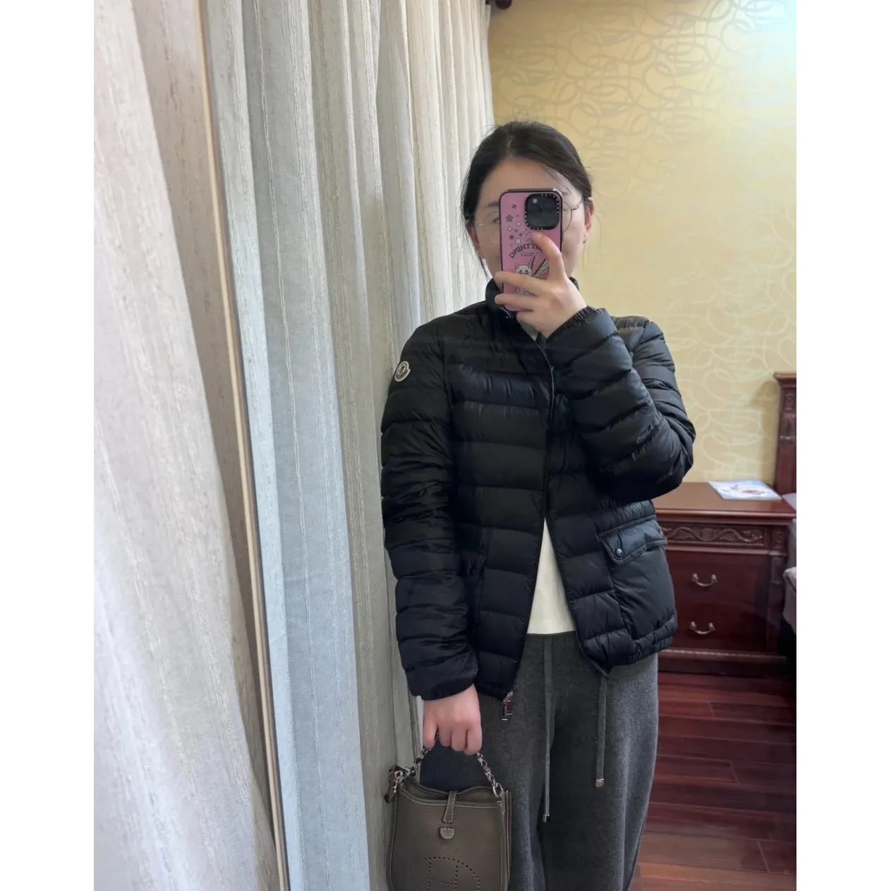 Moncler Lans SS26 Women's Stand-Collar Short Quilted Down Jacket - Black