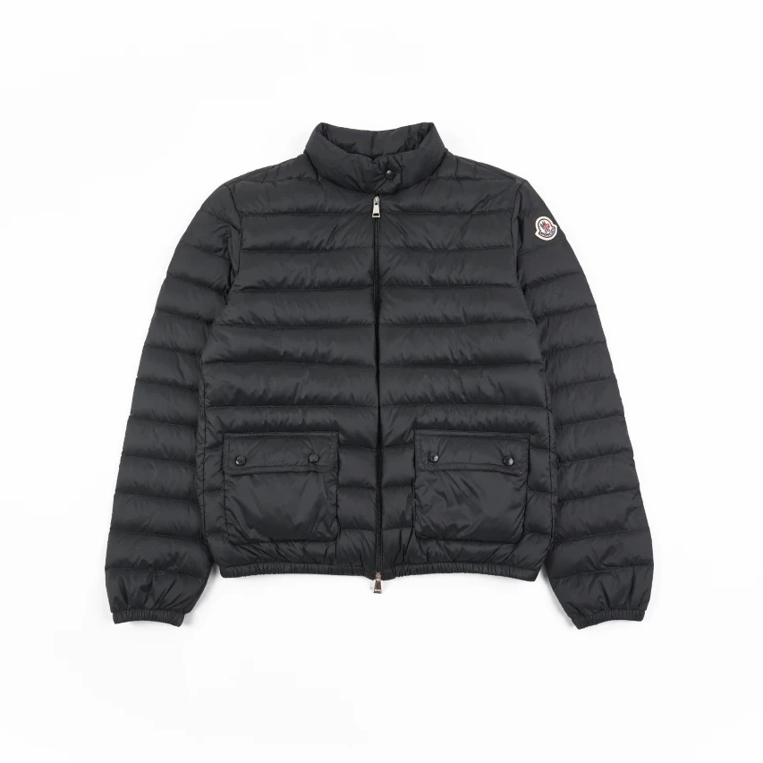 Moncler Lans SS26 Women's Stand-Collar Short Quilted Down Jacket - Black