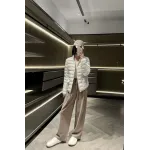 Moncler Lans SS26 Women's Stand-Collar Short Quilted Down Jacket - Ivory