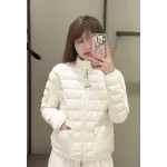 Moncler Lans SS26 Women's Stand-Collar Short Quilted Down Jacket - Ivory