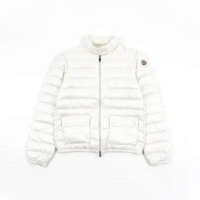 Moncler Lans SS26 Women's Stand-Collar Short Quilted Down Jacket - Ivory