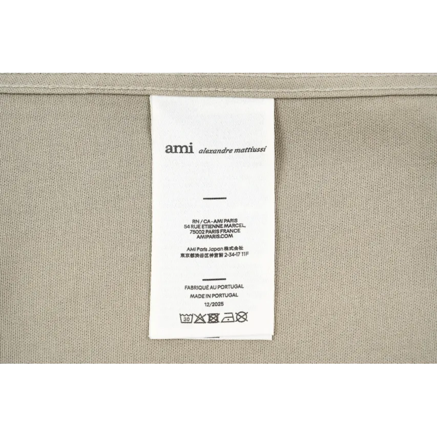 AMI Oxford Cotton Long-Sleeve Shirt - Khaki