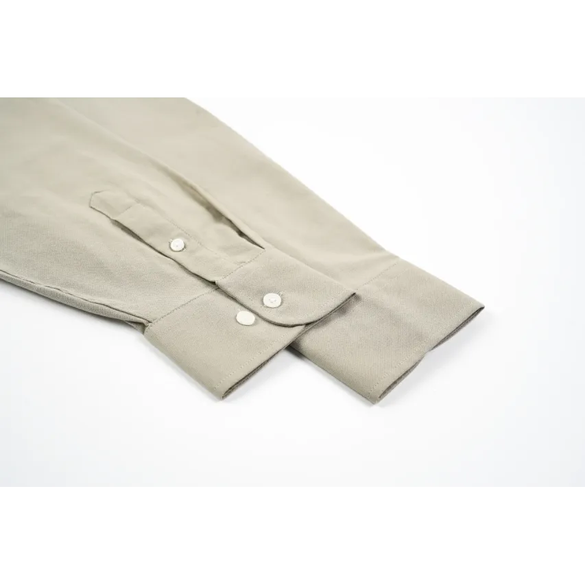 AMI Oxford Cotton Long-Sleeve Shirt - Khaki