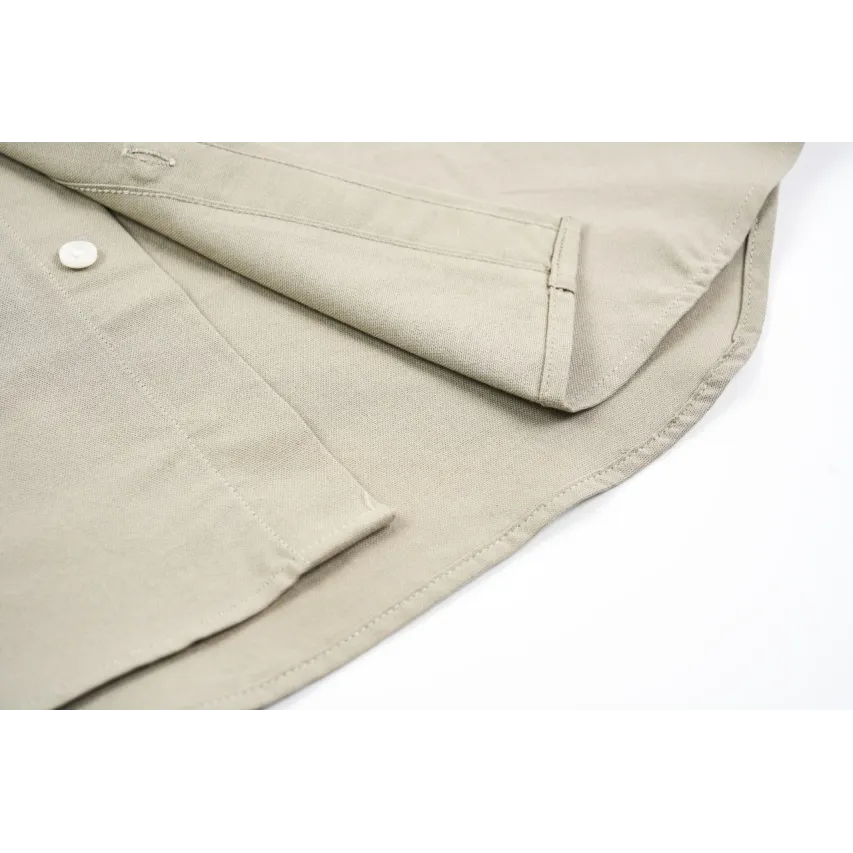 AMI Oxford Cotton Long-Sleeve Shirt - Khaki