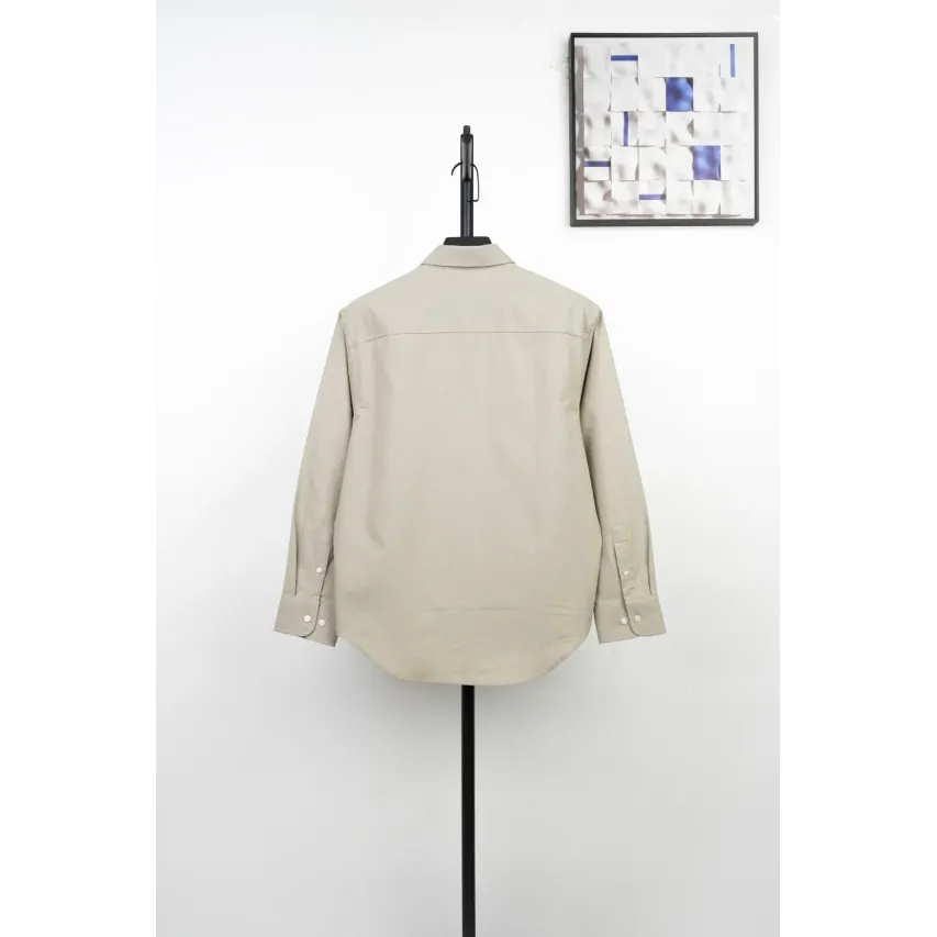 AMI Oxford Cotton Long-Sleeve Shirt - Khaki