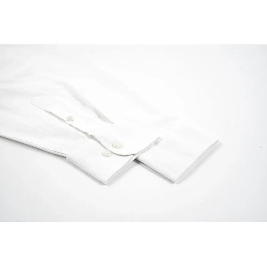 AMI Oxford Cotton Long-Sleeve Shirt - White