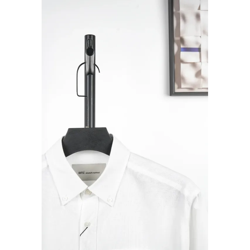 AMI Oxford Cotton Long-Sleeve Shirt - White