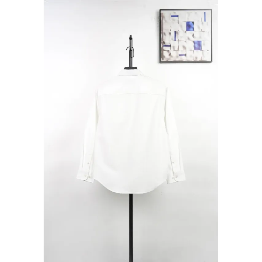 AMI Oxford Cotton Long-Sleeve Shirt - White