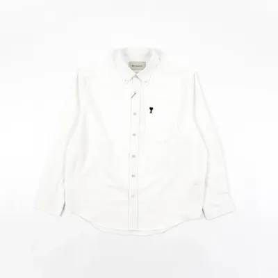 AMI Oxford Cotton Long-Sleeve Shirt - White