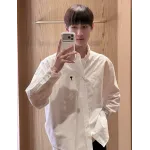 AMI Oxford Cotton Long-Sleeve Shirt - White