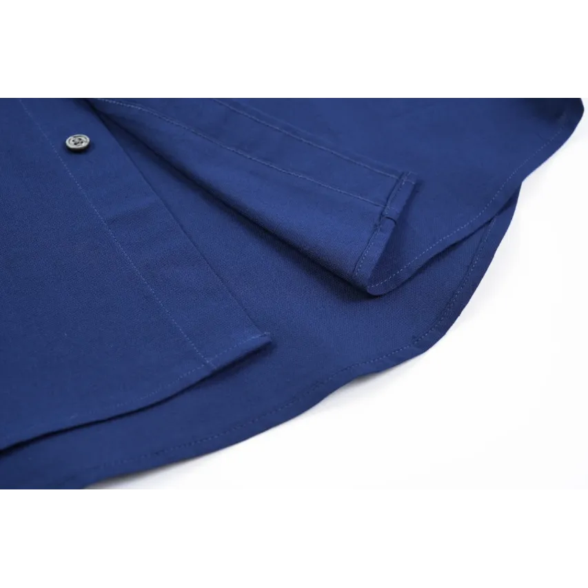 AMI Oxford Cotton Long-Sleeve Shirt - Navy
