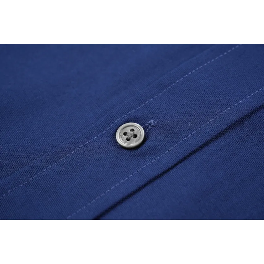 AMI Oxford Cotton Long-Sleeve Shirt - Navy