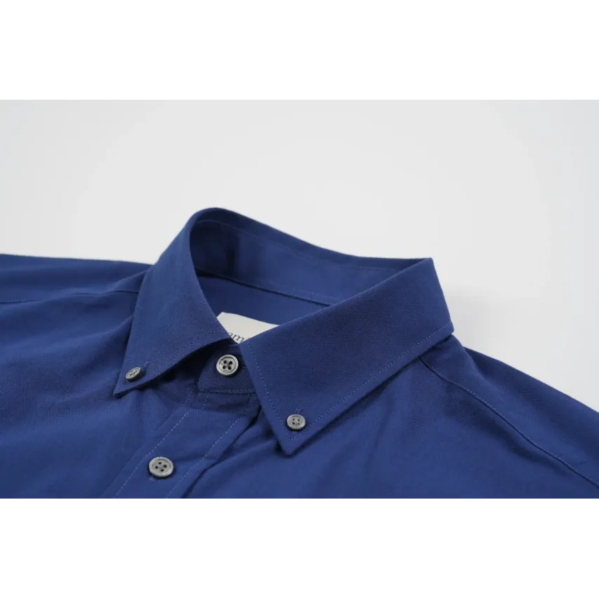 AMI Oxford Cotton Long-Sleeve Shirt - Navy