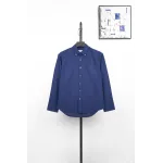AMI Oxford Cotton Long-Sleeve Shirt - Navy