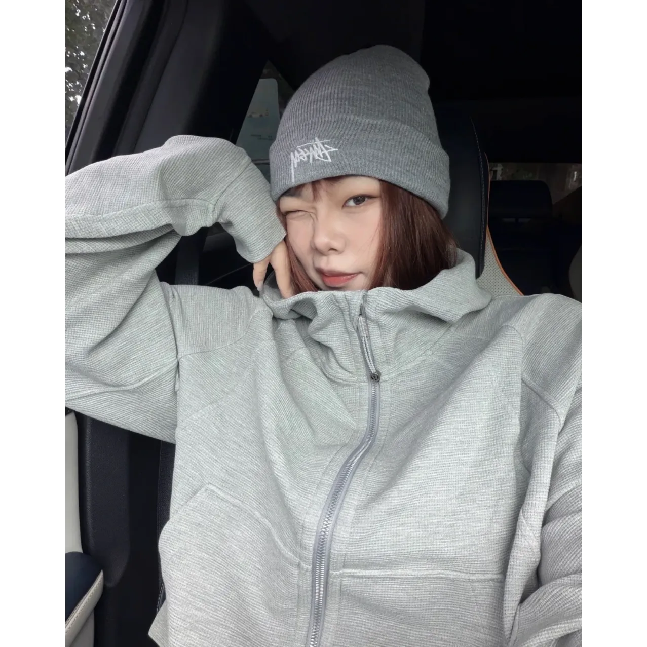 lululemon Waffle Hooded Jacket - Very Light Grey